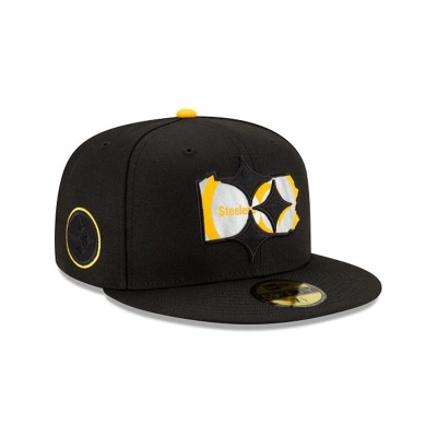 Black Pittsburgh Steelers Hat - New Era NFL State Logo Reflect 59FIFTY Fitted Caps USA2568743